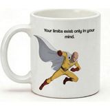 Desene Bak One Punch Man Saitama Baskılı Seramik Hediye Kupa Bardak Kişiye Özel Kişiselleştirilebilir Anime - Mavi