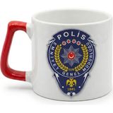 Desene Bak Polise Hediye Polis Rozeti Desenli Baskılı Hediye Kupa Bardak - Kırmızı