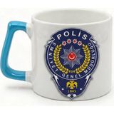 Desene Bak Polise Hediye Polis Rozeti Desenli Baskılı Hediye Kupa Bardak - Mavi
