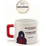 Desene Bak Uchiha Madara Baskılı Seramik Hediye Kupa Bardak Kişiye Özel Kişiselleştirilebilir Anime - Kırmızı