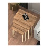 DESENGO Obim 4lü Atlantik Çam Ahşap Ayaklı Zigon Sehpa-çay Sehpası-servis Sehpa-salon Sehpa-modern Tasarım