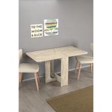 DESENGO Traverten Açılır Katlanır Masa 70X128 cm- Kurulu Teslim- Yemek Masası- Mutfak Masası-Çalışma Masası