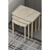 DESENGO Traverten Geniş Yüzeyli Modern 3lü Zigon Zehpası Servis Sehpası Çay Sehbası