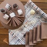 Desenizmir Amerikan Servis Afrika Desen Takım 6 Supla, 6 Kumaş Peçete, 6 Peçete Halkası ve Runner Örtü Kombin 2 - Renkli - 40 x 140 cm