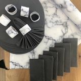 Desenİzmir Amerikan Servis Beyaz Mermer Desen Takım 6 Supla, 6 Kumaş Peçete, 6 Peçete Halkası ve Runner Örtü 3 - 40 x 140 cm - Renkli