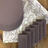 Desenİzmir Amerikan Servis Dantel Desen Takım 6 Supla, 6 Kumaş Peçete ve Runner Örtü 2 - 40 x 140 cm - Renkli