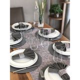 Desenİzmir Amerikan Servis Hasır Desen Takım 6 Supla, 6 Kumaş Peçete, 6 Peçete Halkası ve Runner Örtü Kombin 6 - 40 x 140 cm - Renkli