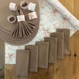 Desenİzmir Amerikan Servis Inci Desen Takım 6 Supla, 6 Kumaş Peçete, 6 Peçete Halkası ve Runner Örtü Kombin 4 - 40 x 140 cm - Renkli