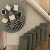Desenİzmir Amerikan Servis Jüt Desen Takım 6 Supla, 6 Kumaş Peçete, 6 Peçete Halkası ve Runner Örtü Kombin 3 - 40 x 140 cm - Renkli