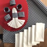 Desenİzmir Amerikan Servis Kaz Ayağı Desen Takım 6 Supla, 6 Kumaş Peçete, 6 Peçete Halkası ve Runner Örtü Kombin 4 - 40 x 140 cm - Renkli