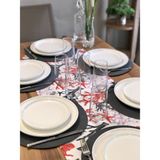 Desenİzmir Amerikan Servis Kırmızı Mercan Desen Takım 6 Supla ve Runner Örtü Kombin 1 - 40 x 140 cm - Renkli