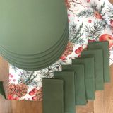 Desenİzmir Amerikan Servis Kış Bahçesi Desen Takım 6 Supla, 6 Kumaş Peçete ve Runner Örtü Kombin 2 - 40 x 140 cm - Renkli