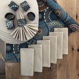 Desenİzmir Amerikan Servis Otantik Desen Takım 6 Supla, 6 Kumaş Peçete, 6 Peçete Halkası ve Runner Örtü Kombin 4 - 40 x 140 cm - Renkli