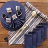 Desenizmir Amerikan Servis Stil Desen Takım 6 Supla, 6 Kumaş Peçete, 6 Peçete Halkası ve Runner Örtü Kombin 2 - Renkli - 40 x 140 cm