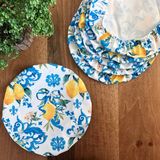 Desenİzmir Amerikan Servis Supla Kılıfı Limon Çiçeği Desen (6 Adet) - 40 x 40 cm - Renkli