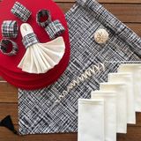 Desenizmir Amerikan Servis Tasarım Desen Takım 6 Supla, 6 Kumaş Peçete, 6 Peçete Halkası ve Runner Örtü Kombin 2 - Renkli - 40 x 140 cm