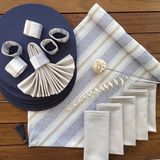 Desenizmir Amerikan Servis Zarif Desen Takım 6 Supla, 6 Kumaş Peçete, 6 Peçete Halkası ve Runner Örtü Kombin 2 - Renkli - 40 x 140 cm
