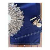 desenizmir Linen Keten,Jüt Dokulu,Lacivert Renk Kareuçlu Runner Örtü
