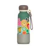 Desenli 550 ML Pipetli Sızdırmaz Paslanmaz Çelik Termos Matara El Askılı bpa içermez 550ml 1105FF Yeşil