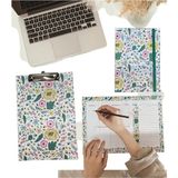 Desenli A4 Kapaksız Sekreterlik Masaüstü Haftalık Planlayıcı ve A5 Sert Kapak Lastikli Defter Planner Planlama Seti Ofis - Beyaz