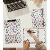 Desenli A4 Kapaksız Sekreterlik Masaüstü Haftalık Planlayıcı ve A5 Sert Kapak Lastikli Defter Planner Planlama Seti Ofis - Mor