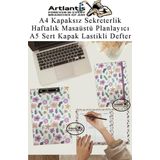 Desenli A4 Kapaksız Sekreterlik Masaüstü Haftalık Planlayıcı Ve A5 Sert Kapak Lastikli Defter Planner Planlama Seti Ofis