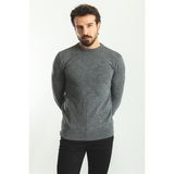 Desenli Antrasit Renk Slim Fit Bisiklet Yaka Yün Erkek Kazak