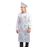 Desenli Askılı Önlük - 2501 Beyaz Merdane