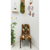 Desenli Baskılı Kadife Elastik Esnek Sandalye Koruyucu Örtü - Model Bk-03 - Iki Adet - 40 x 40 cm - Sarı