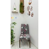 Desenli Baskılı Kadife Elastik Esnek Sandalye Koruyucu Örtü - Model Bk-04 - Dört Adet - 40 x 40 cm - Kakao