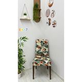Desenli Baskılı Kadife Elastik Esnek Sandalye Koruyucu Örtü - Model Bk-07 - Beş Adet - 40 x 40 cm - Haki
