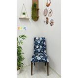 Desenli Baskılı Kadife Elastik Esnek Sandalye Koruyucu Örtü - Model Bk-08 - Dört Adet - 40 x 40 cm - Mavi