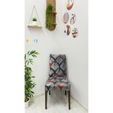 Desenli Baskılı Kadife Elastik Esnek Sandalye Koruyucu Örtü - Model Bk-13 - Üç Adet - 40 x 40 cm - Gri