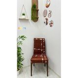 Desenli Baskılı Kadife Elastik Esnek Sandalye Koruyucu Örtü - Model Bk-15 - Üç Adet - 40 x 40 cm - Turuncu