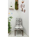 Desenli Baskılı Kadife Elastik Esnek Sandalye Koruyucu Örtü - Model Bk-18 - Üç Adet - 40 x 40 cm - Ekru
