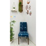 Desenli Baskılı Kadife Elastik Esnek Sandalye Koruyucu Örtü - Model Bk-20 - Altı Adet - 40 x 40 cm - Lacivert