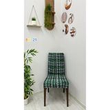 Desenli Baskılı Kadife Elastik Esnek Sandalye Koruyucu Örtü - Model Bk-21 - Üç Adet - 40 x 40 cm - Yeşil