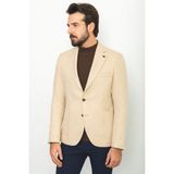 Desenli Bej Rengi Torba Cep Slim Fit Yün Erkek Ceket - 46