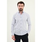 Desenli Beyaz Slim Fit Pamuk Erkek Gömlek - 2XL