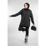 Desenli Bisiklet Yaka Tunik 18326 Siyah