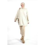 Desenli Bisiklet Yaka Tunik 18326 Taş