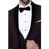 Desenli Bordo Velvet Çıkma Yaka Takım Elbise | Wessi