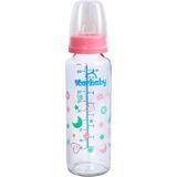 Desenli Cam Biberon 250ML – Şık ve Kullanışlı, Güvenli ve Sağlıklı Tercih. - Ahşap - Bej