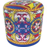 Desenli Dekoratif 40*40 Yuvarlak Puf