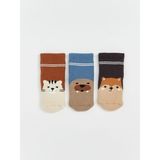 Desenli Erkek Bebek Patik Çorap 3'lü (W5) - Cinnamon - 22
