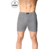 Desenli Erkek Boxer 3 Adet Karışık Renk %100 Pamuk - XL