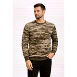 Desenli Erkek Günlük Stil Kamuflaj Kamuflaj 2 İplik 4 Mevsim Uzun Kollu Bisiklet Yaka Sweatshirt