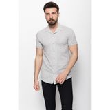 Desenli Gri Renk Slim Fit Apaç Yaka Kısa Kollu Erkek Gömlek - 2XL