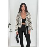 Desenli Içi Astarlı Gabardin Ceket - M - Krem