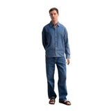 Desenli Jaquard Denim Koyu Mavi Erkek Gömlek,Yazlık Erkek Üst Giyim - S